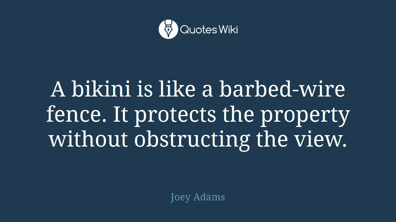 A bikini is like a barbed-wire fence. It protects the property without obstructing the view.