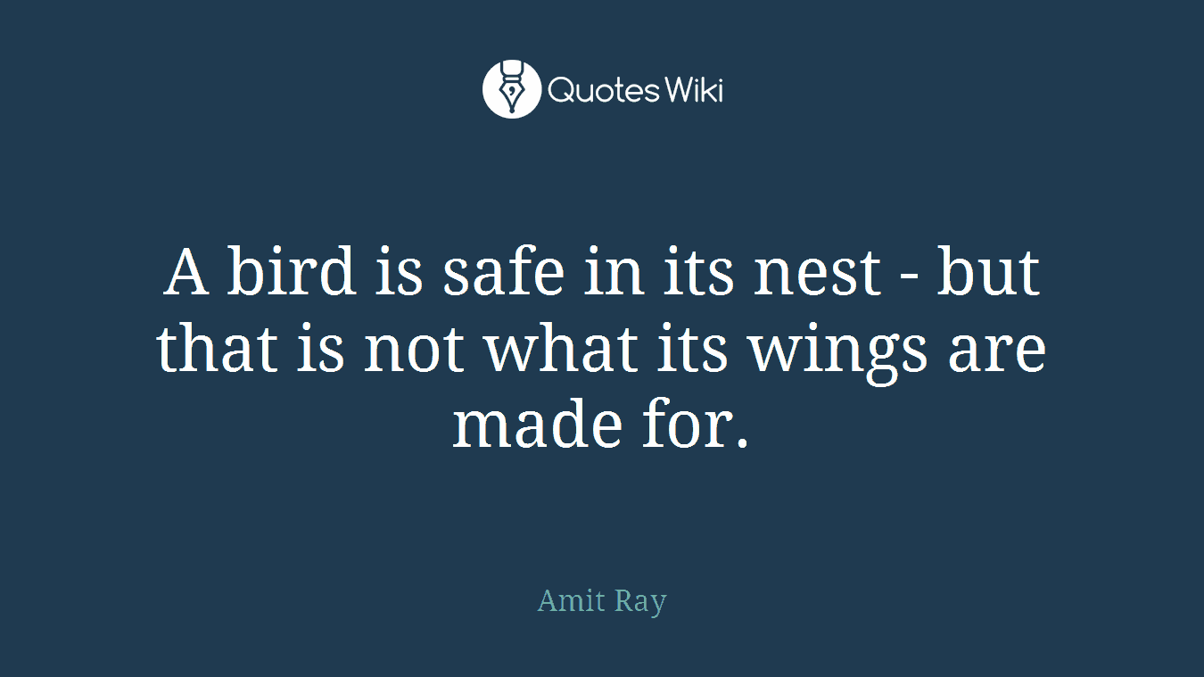 A bird is safe in its nest - but that is not what its wings are made for.