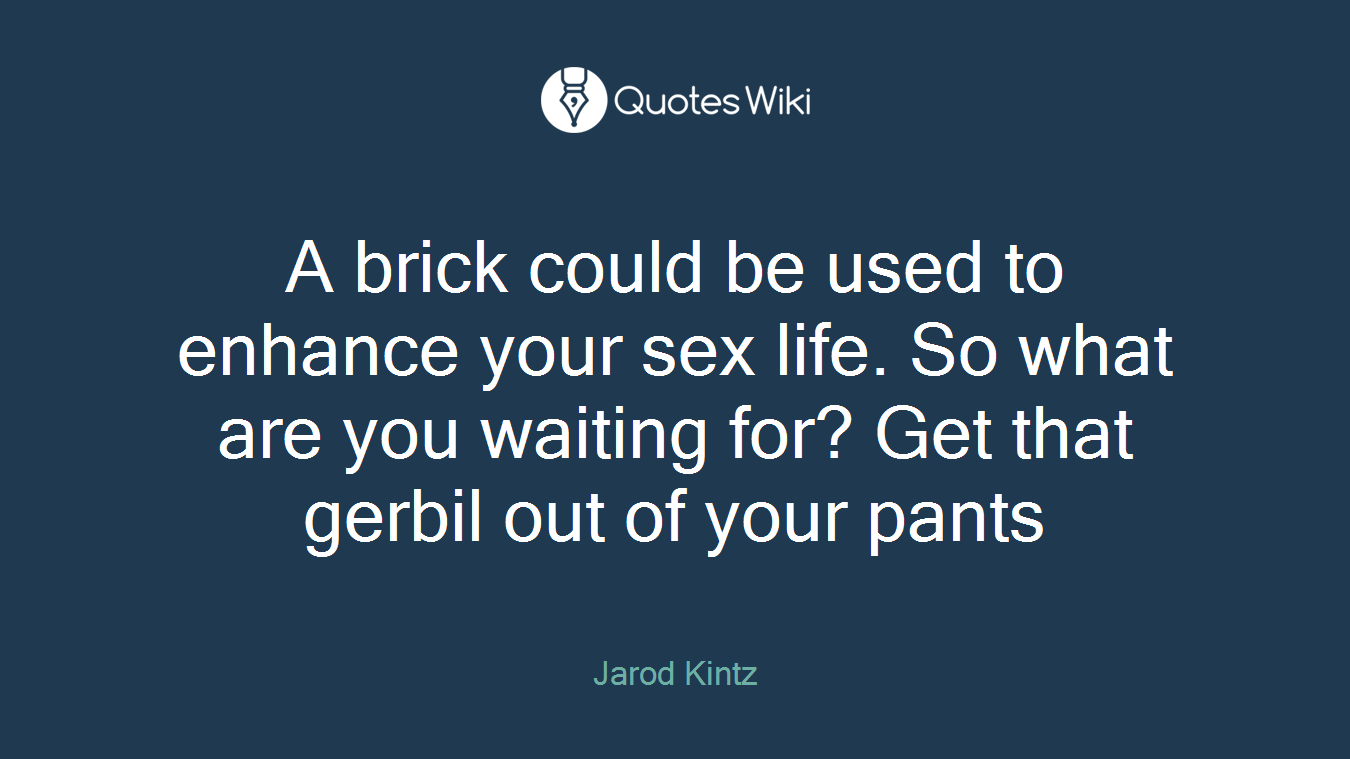 A brick could be used to enhance your sex life. So what are you waiting for? Get that gerbil out of your pants