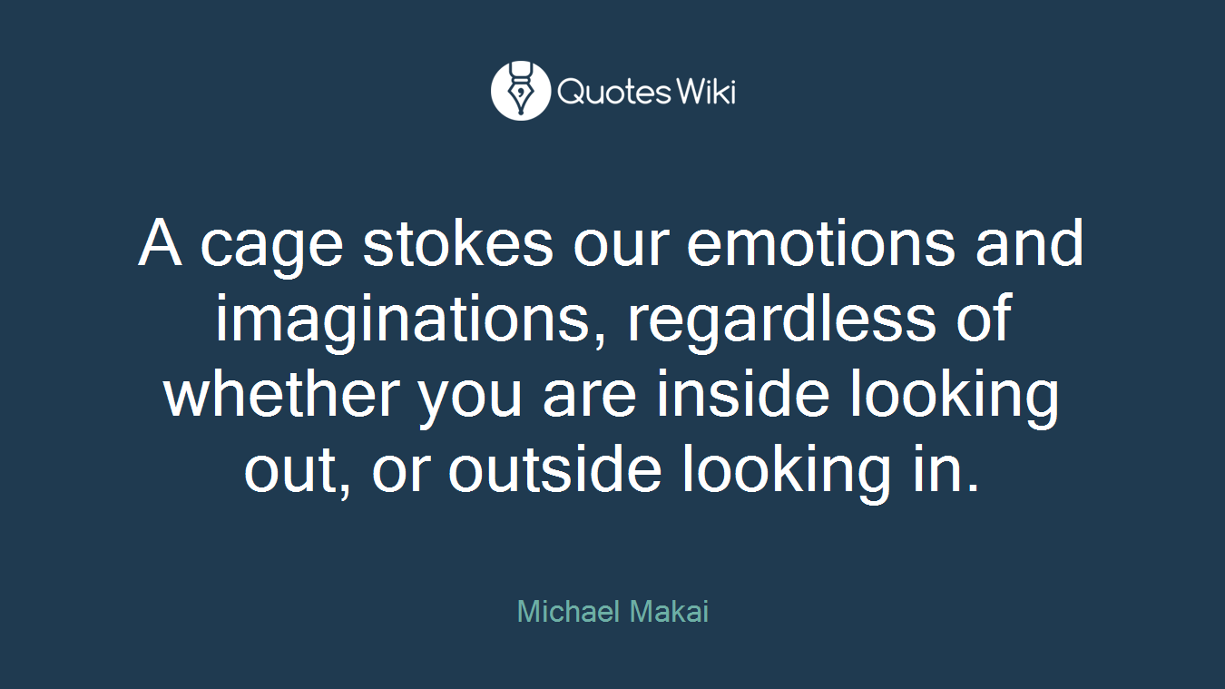 A cage stokes our emotions and imaginations, regardless of whether you are inside looking out, or outside looking in.