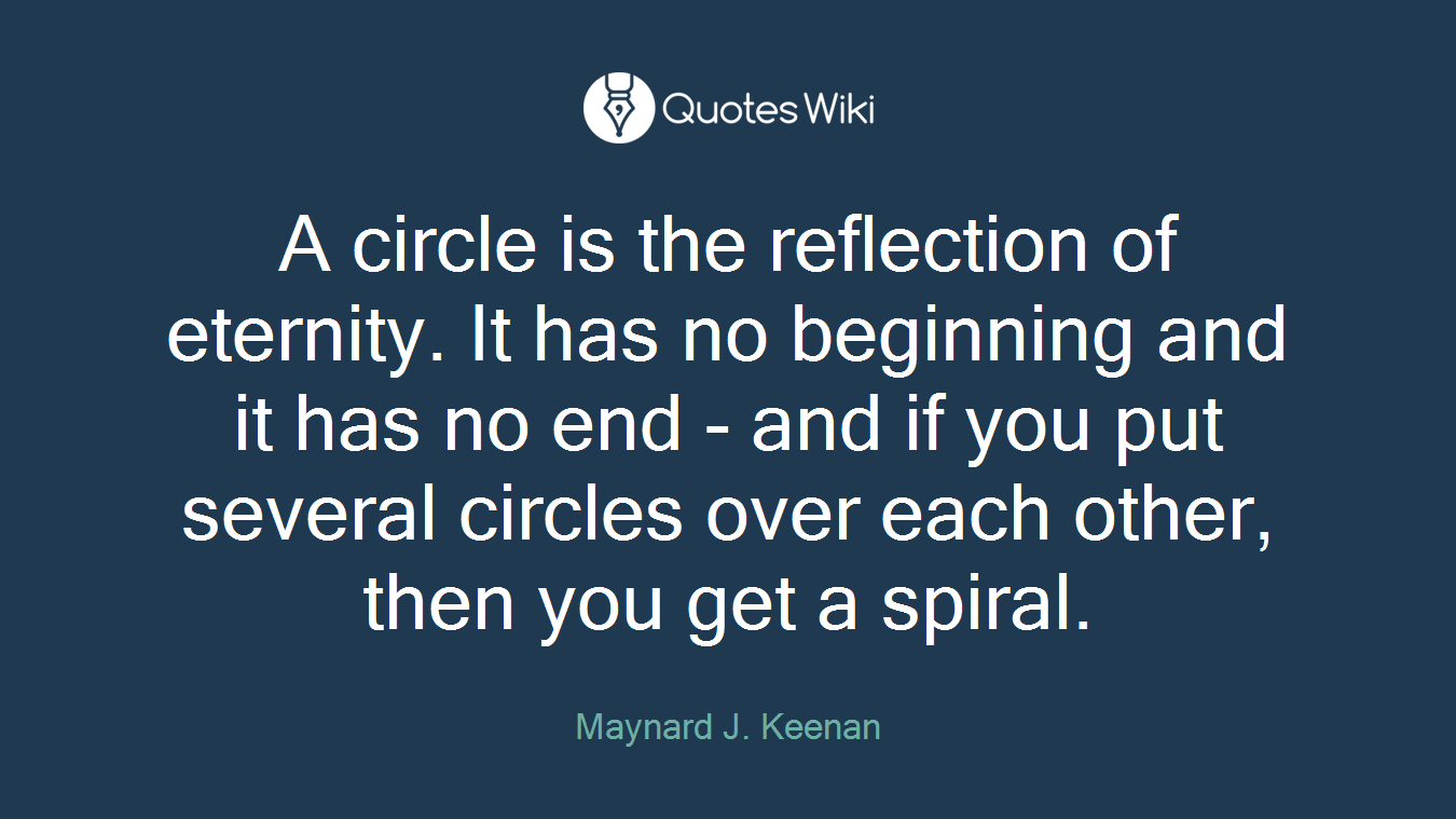 A circle is the reflection of eternity. It has no beginning and it has no end - and if you put several circles over each other, then you get a spiral.