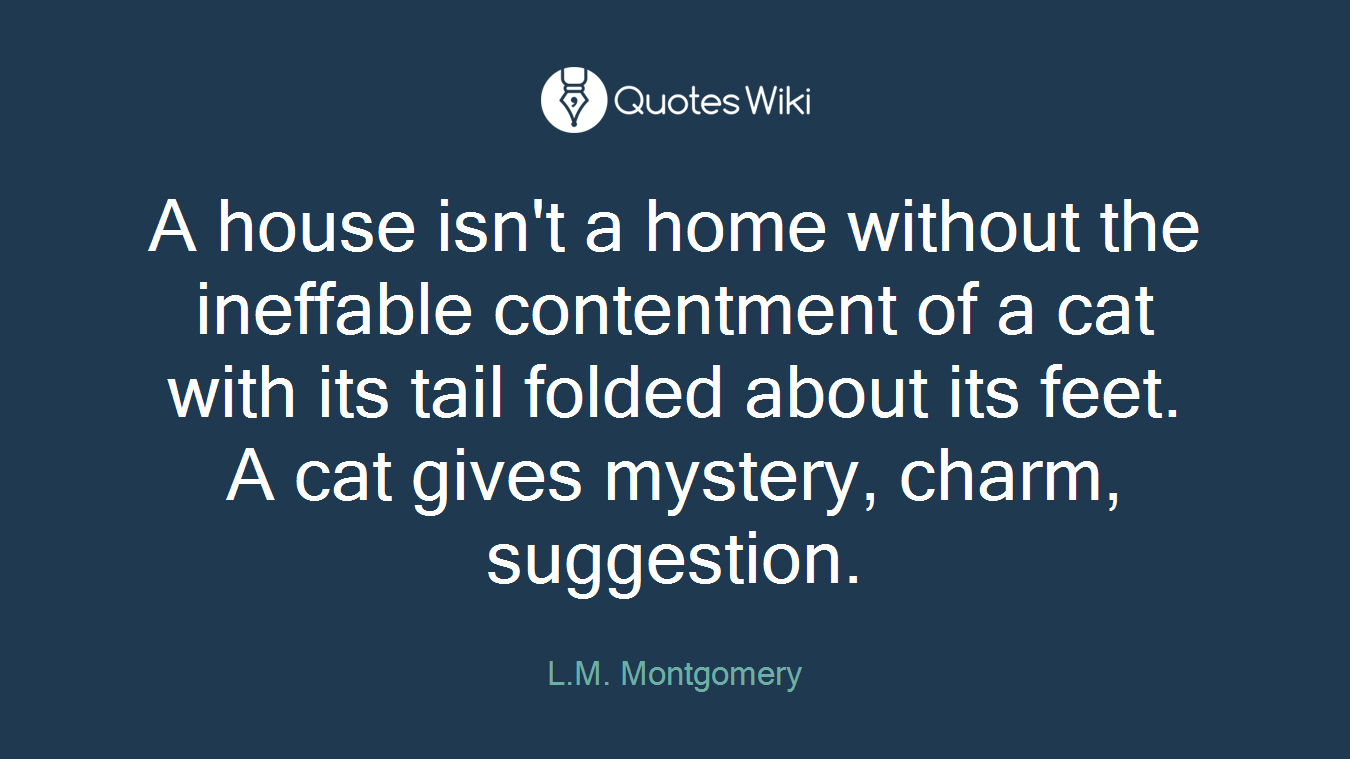 A house isn't a home without the ineffable contentment of a cat with its tail folded about its feet. A cat gives mystery, charm, suggestion.