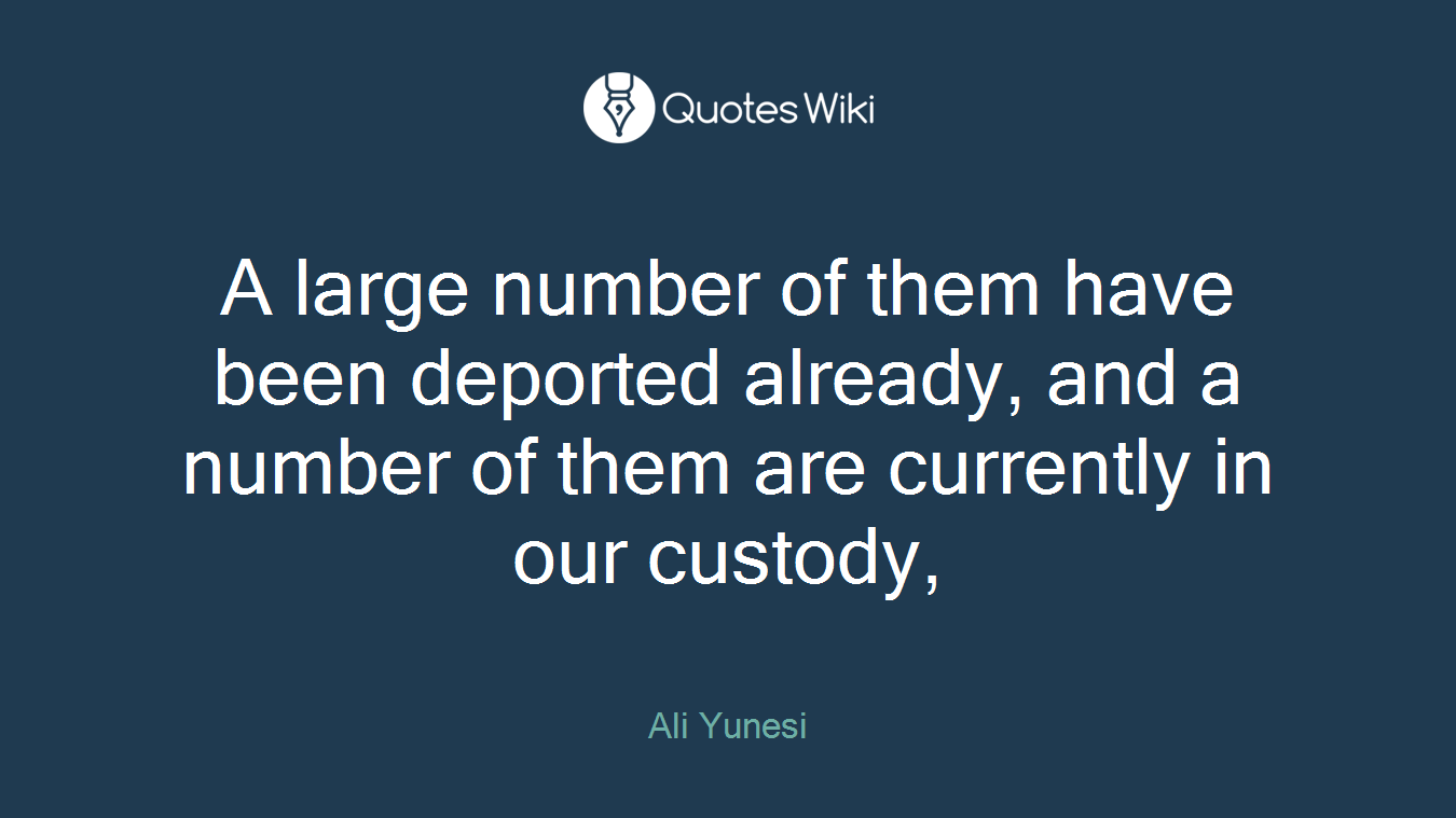 A large number of them have been deported already, and a number of them are currently in our custody,