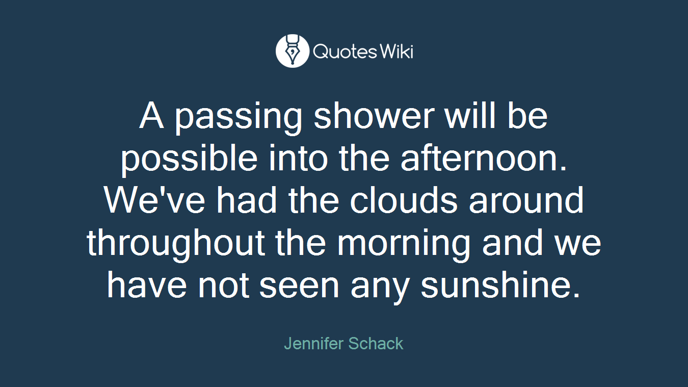 A passing shower will be possible into the afternoon. We've had the clouds around throughout the morning and we have not seen any sunshine.
