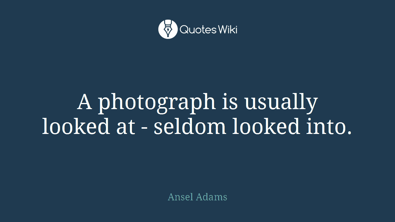 A photograph is usually looked at - seldom looked into.