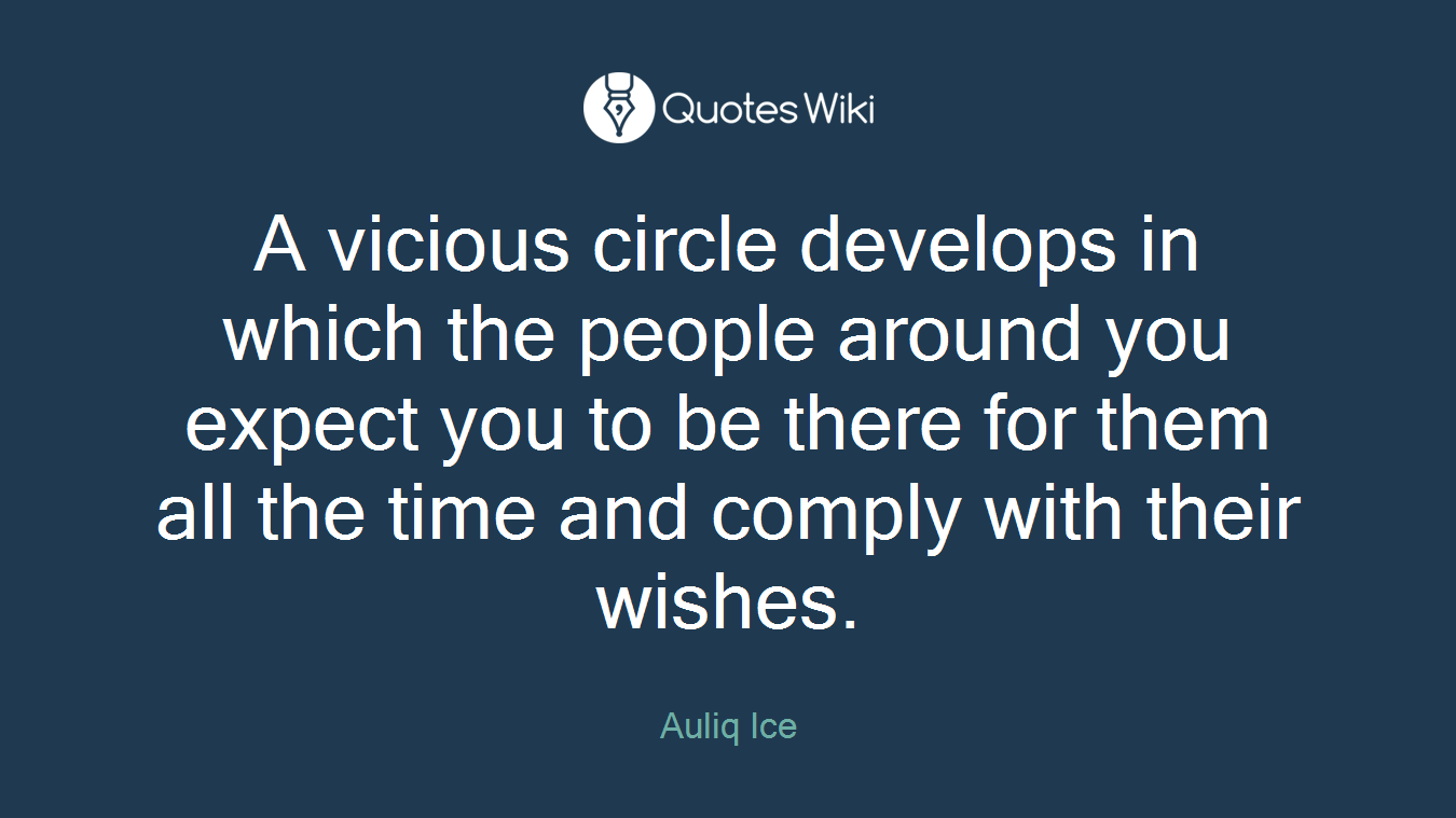 A vicious circle develops in which the people around you expect you to be there for them all the time and comply with their wishes.