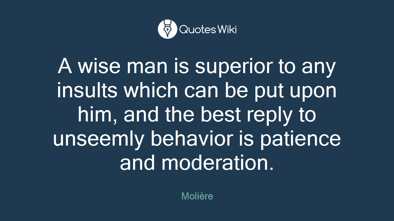 A wise man is superior to any insults which can be put upon him, and the best reply to unseemly behavior is patience and moderation.