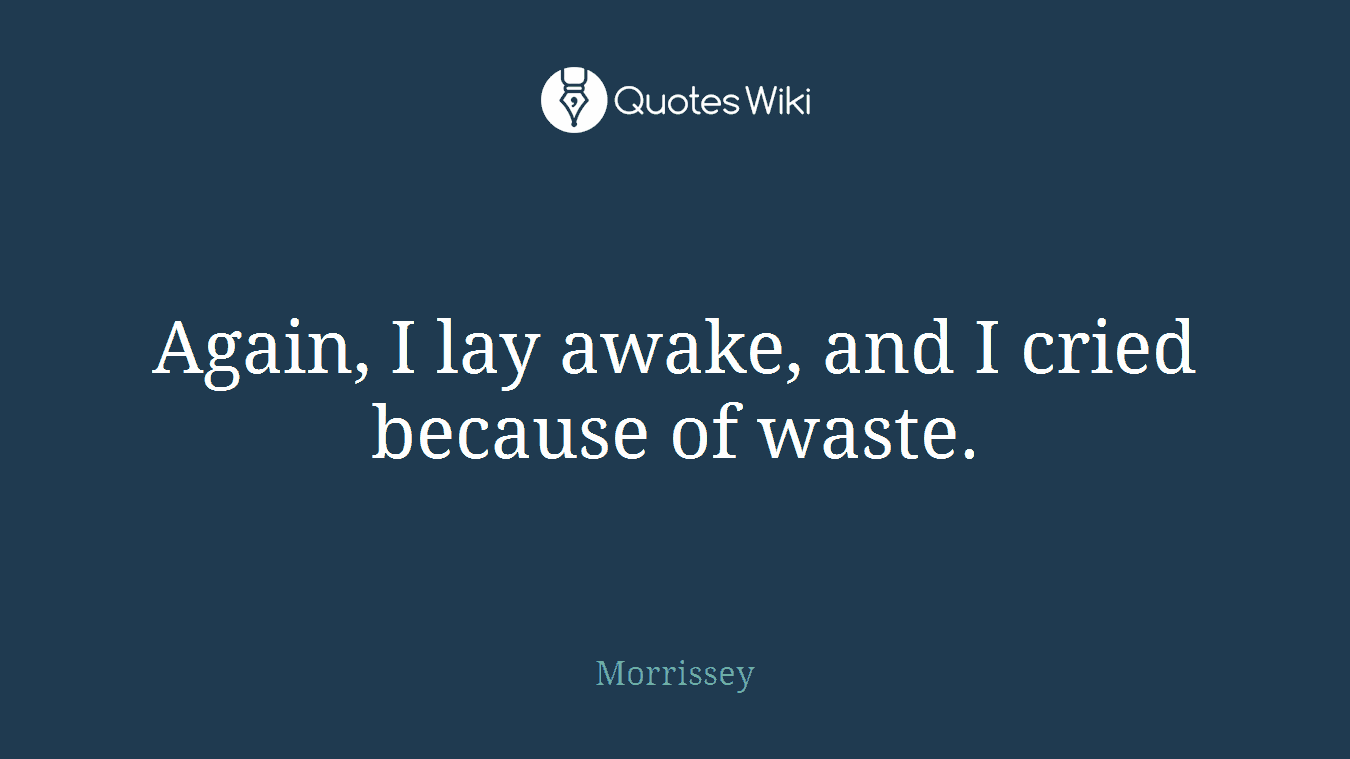 Again, I lay awake, and I cried because of waste.