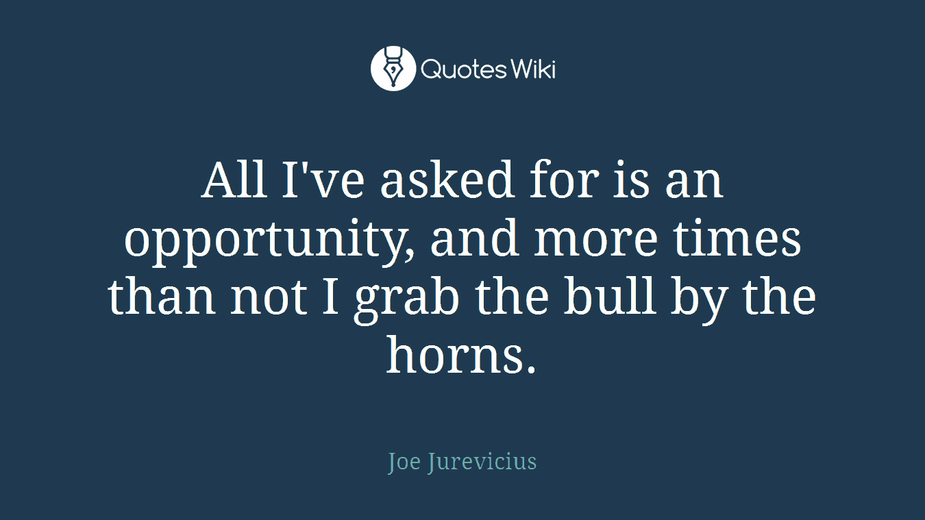 All I've asked for is an opportunity, and more times than not I grab the bull by the horns.