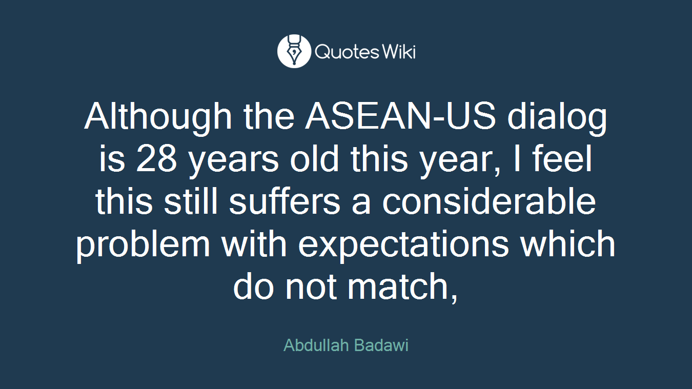 Although the ASEAN-US dialog is 28 years old this year, I feel this still suffers a considerable problem with expectations which do not match,