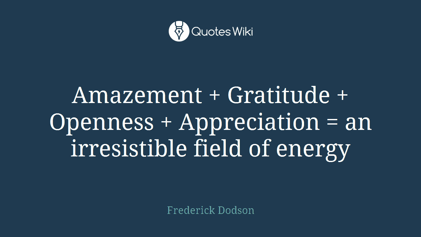 Amazement + Gratitude + Openness + Appreciation = an irresistible field of energy