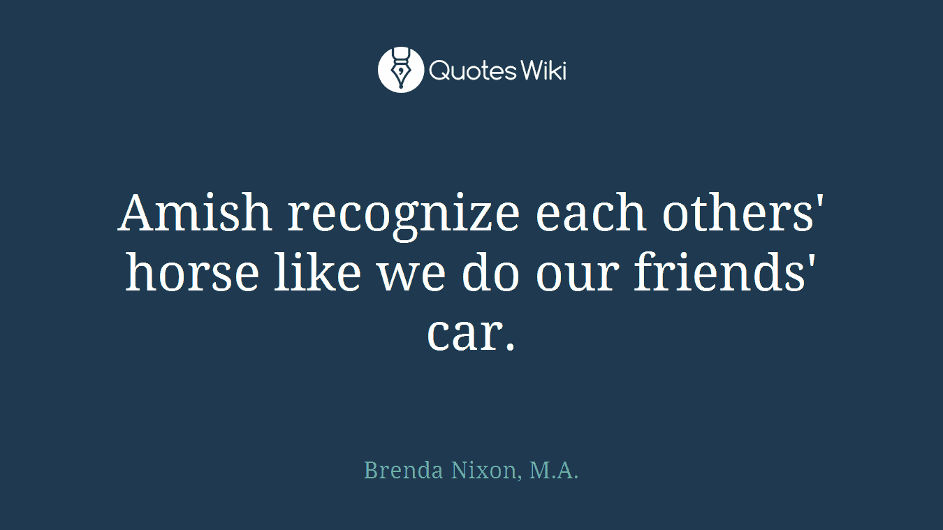 Amish recognize each others' horse like we do our friends' car.