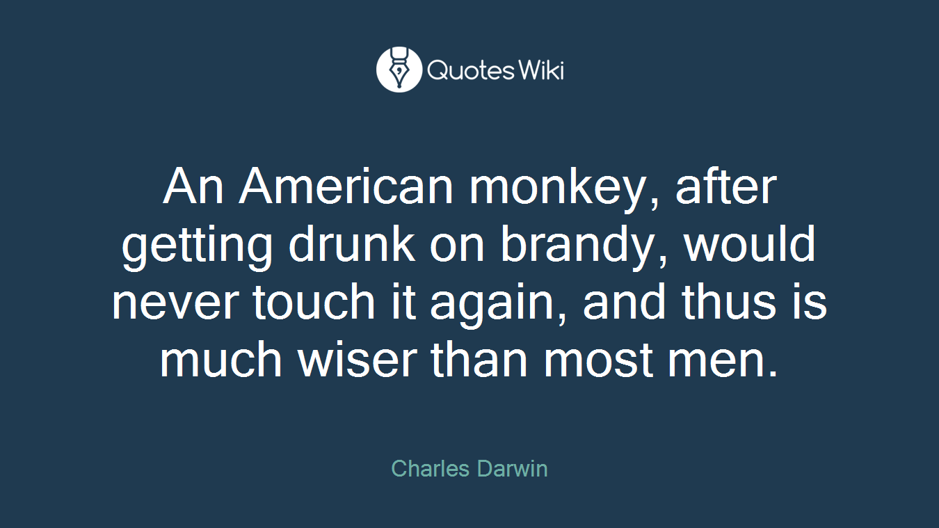 An American monkey, after getting drunk on brandy, would never touch it again, and thus is much wiser than most men.