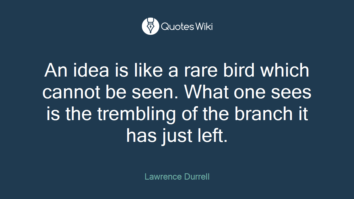 An idea is like a rare bird which cannot be seen. What one sees is the trembling of the branch it has just left.