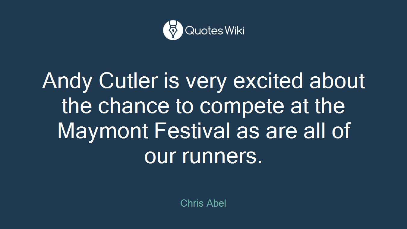 Andy Cutler is very excited about the chance to compete at the Maymont Festival as are all of our runners.