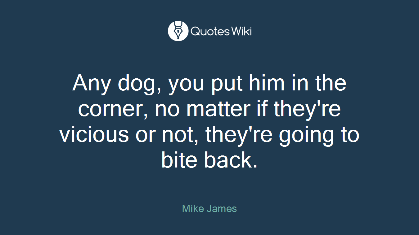 Any dog, you put him in the corner, no matter if they're vicious or not, they're going to bite back.