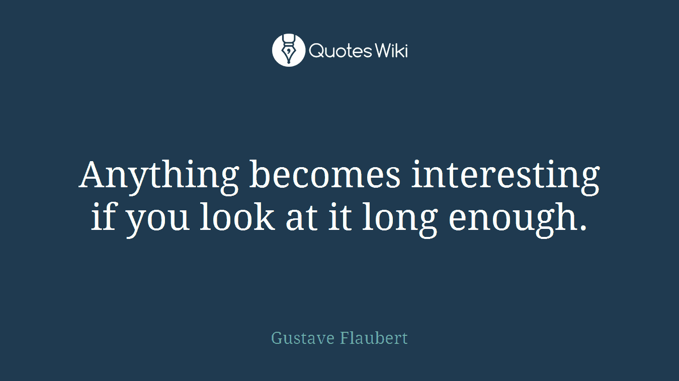 Anything becomes interesting if you look at it long enough.