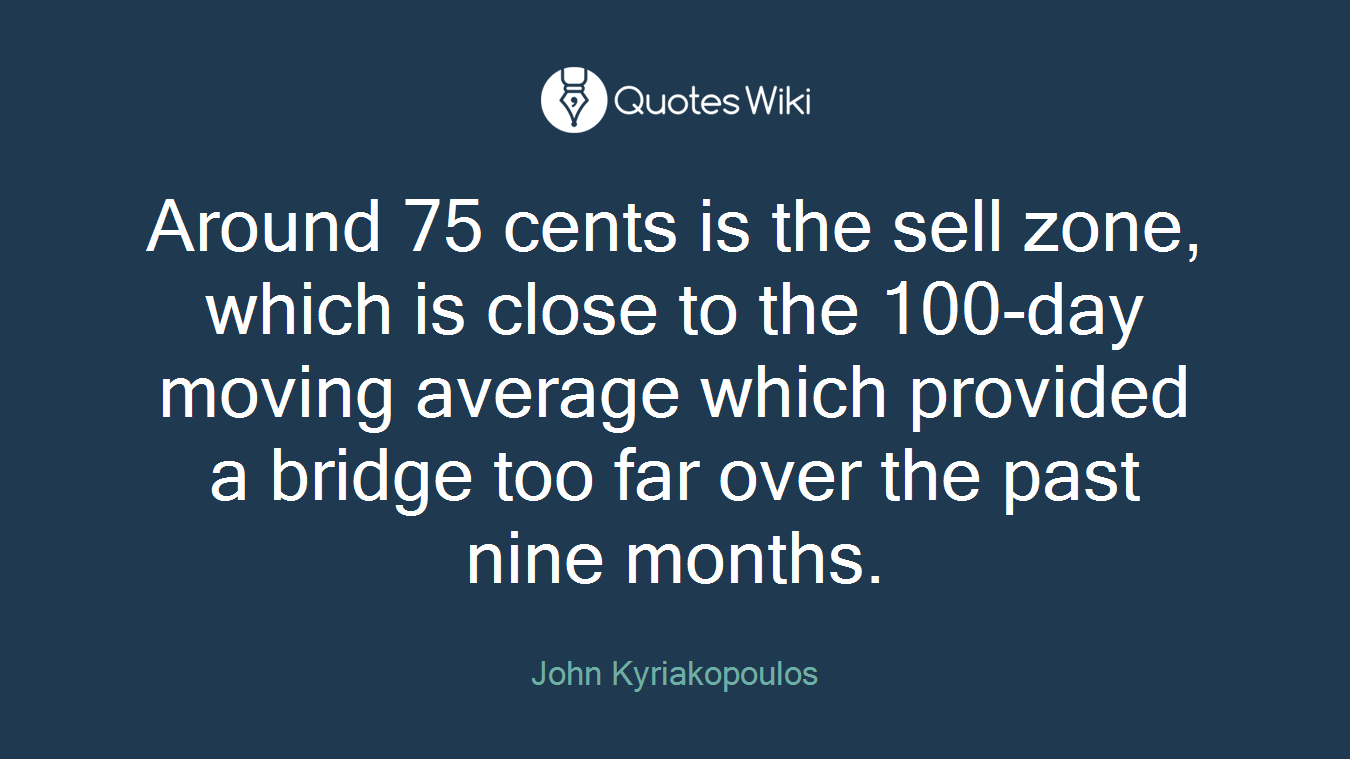 Around 75 cents is the sell zone, which is close to the 100-day moving average which provided a bridge too far over the past nine months.