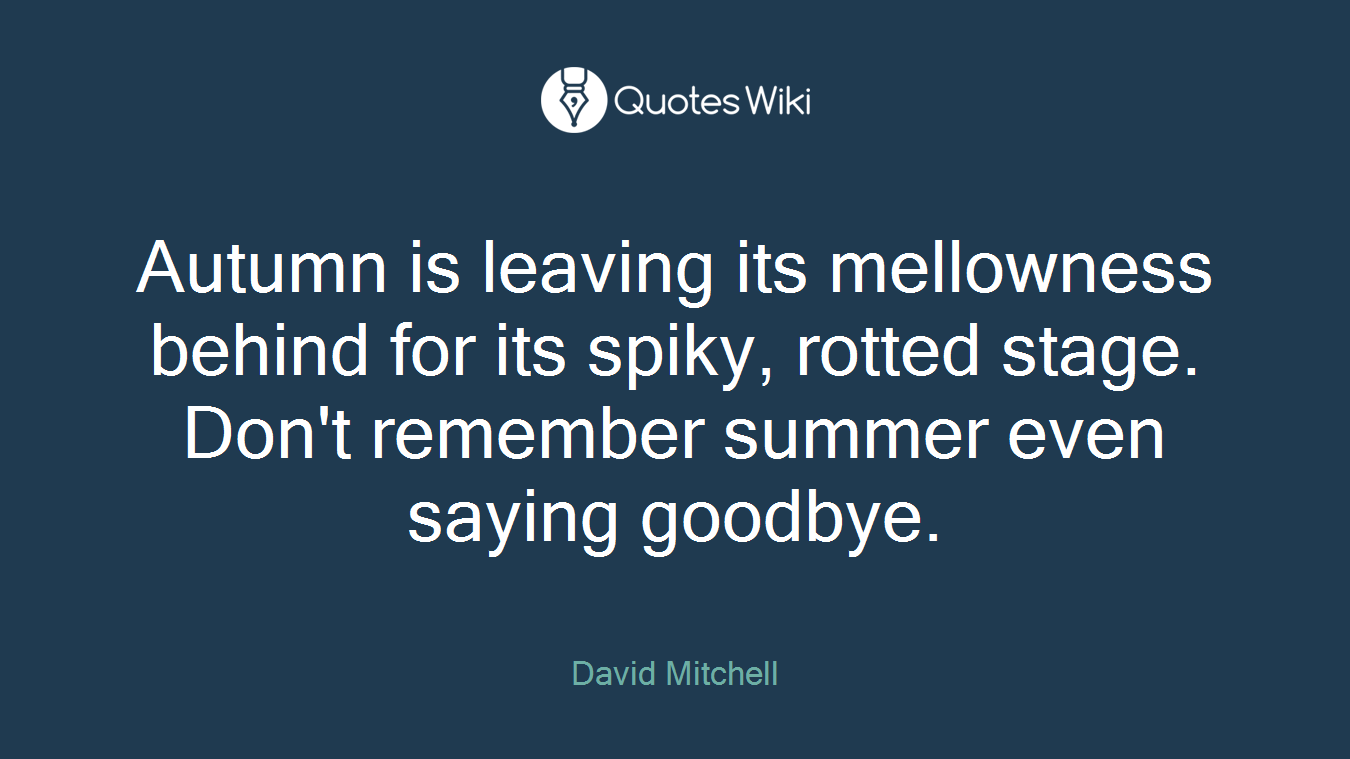 Autumn is leaving its mellowness behind for its spiky, rotted stage. Don't remember summer even saying goodbye.