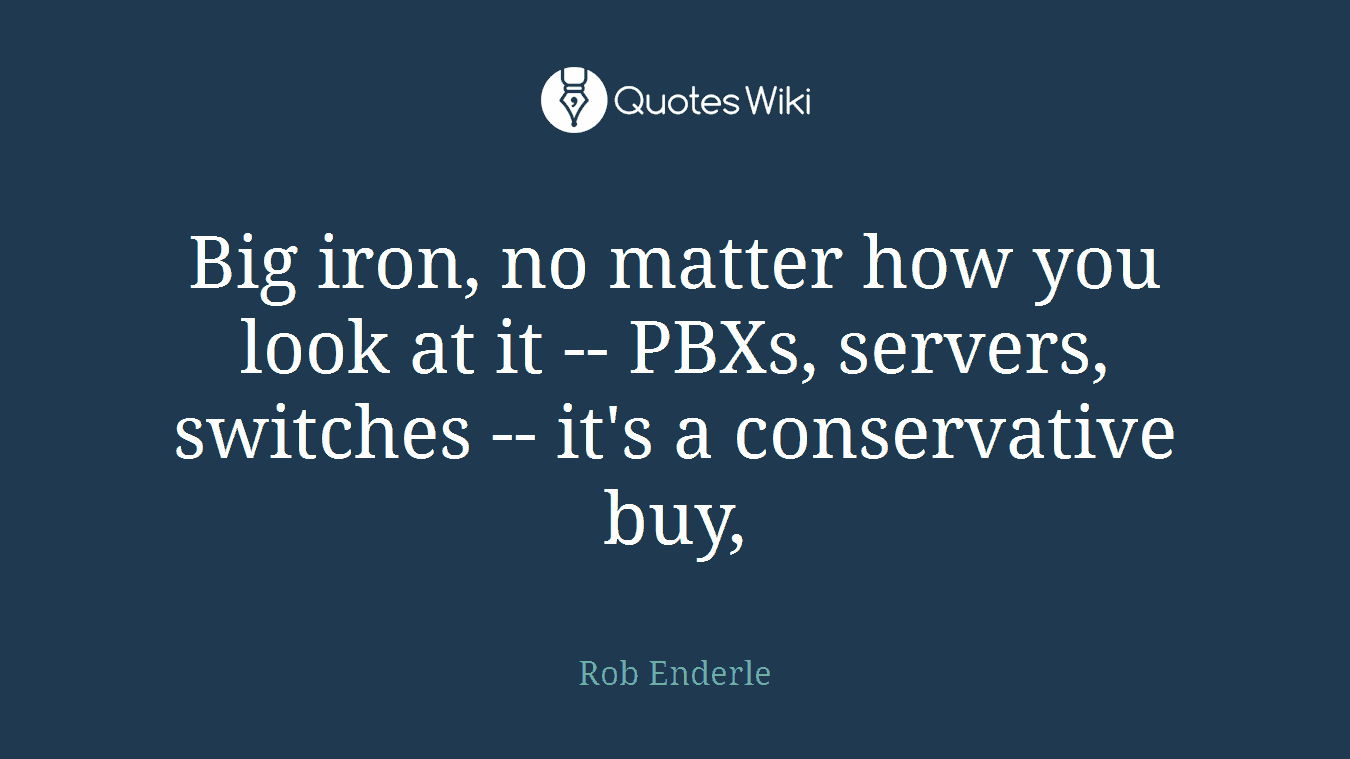 Big iron, no matter how you look at it -- PBXs, servers, switches -- it's a conservative buy,