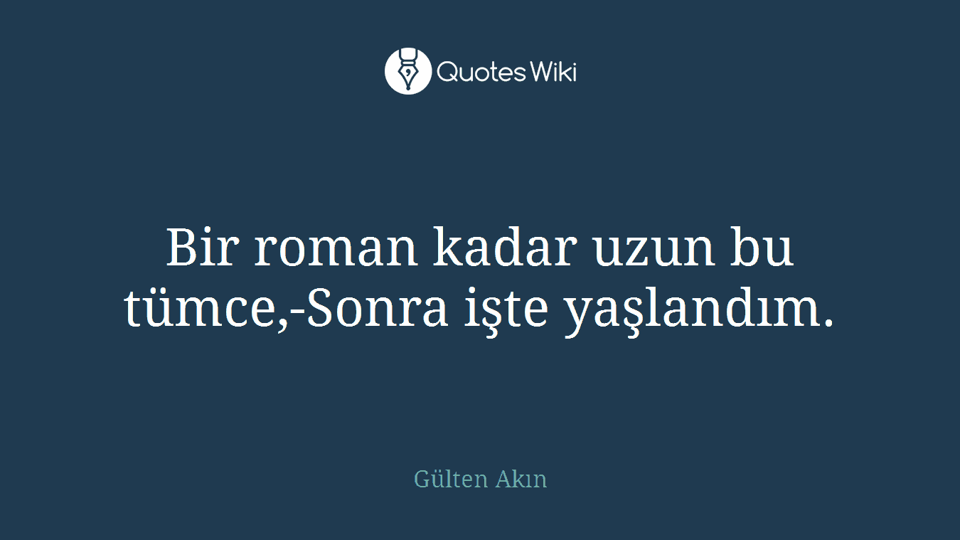 Bir roman kadar uzun bu tümce,-Sonra işte yaşlandım.
