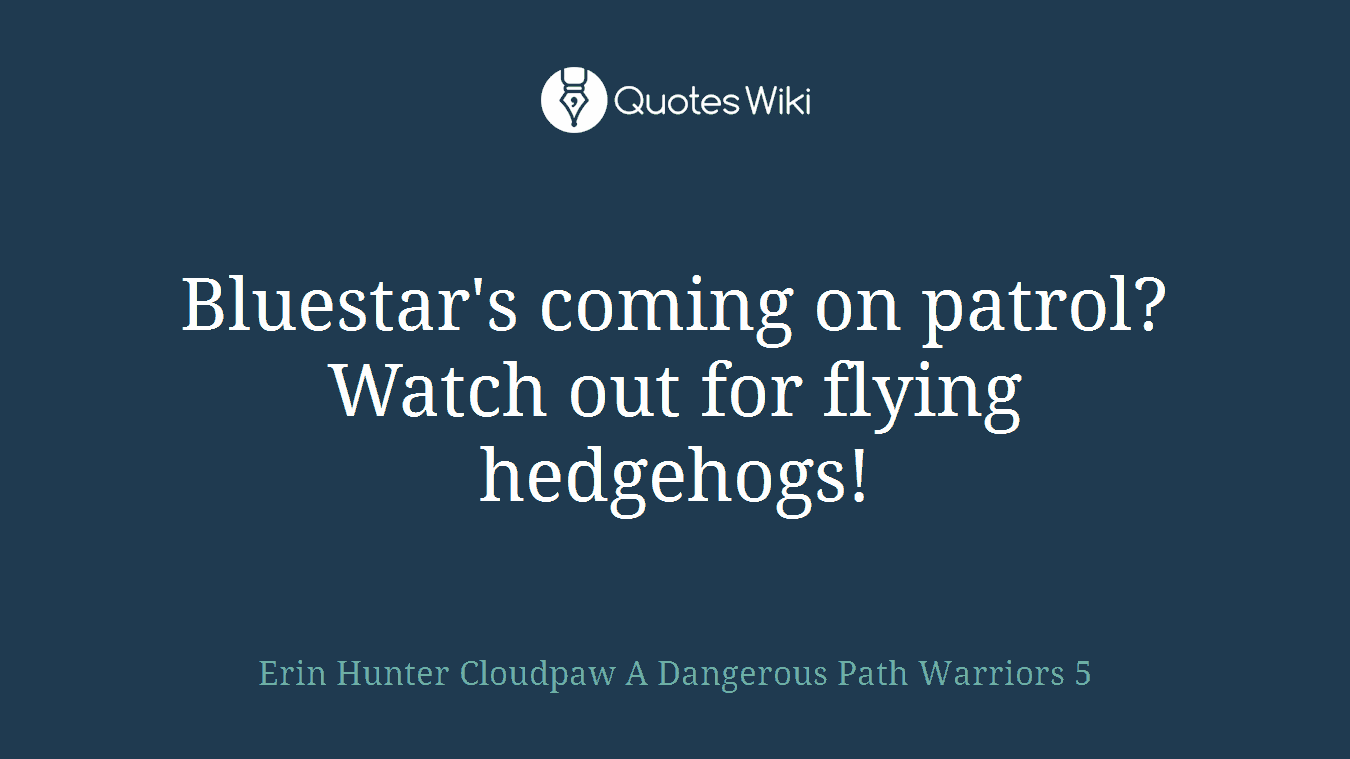 Bluestar's coming on patrol? Watch out for flying hedgehogs!