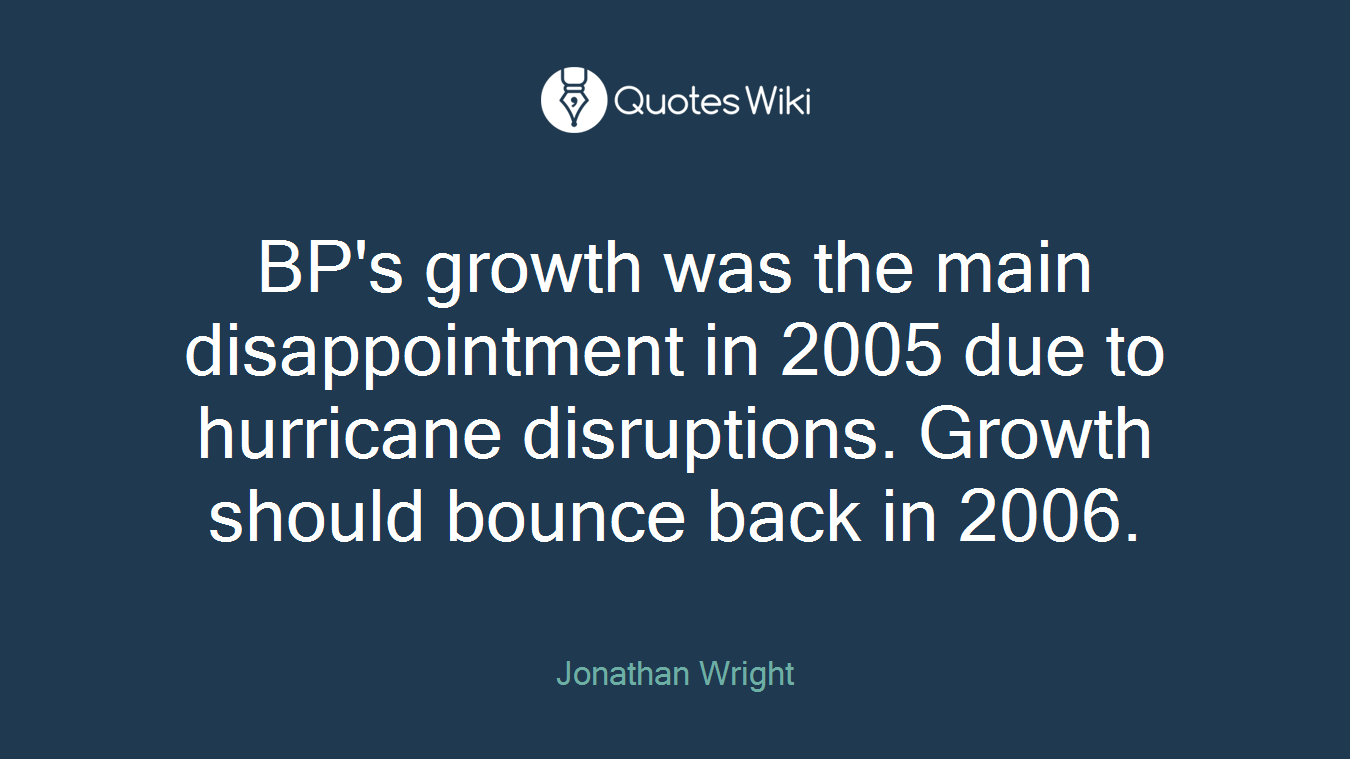 BP's growth was the main disappointment in 2005 due to hurricane disruptions. Growth should bounce back in 2006.
