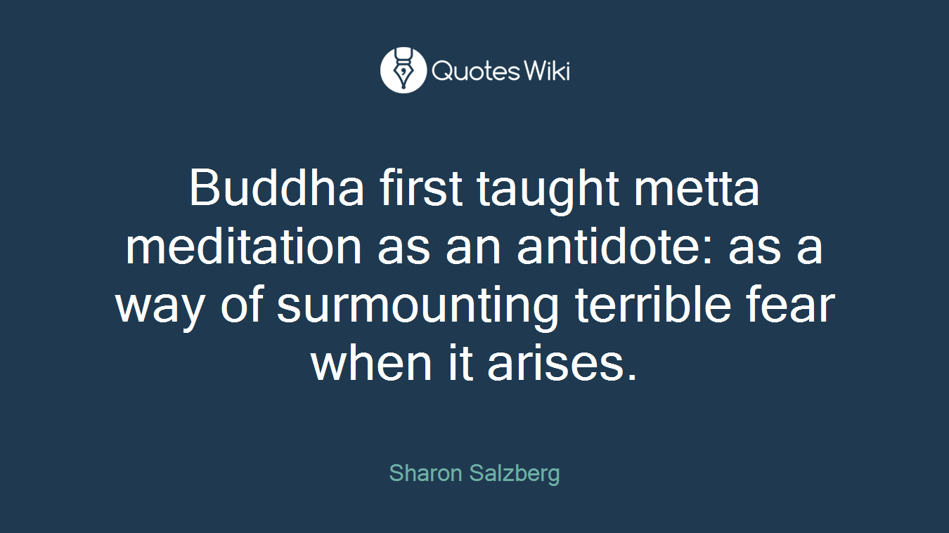 Buddha first taught metta meditation as an antidote: as a way of surmounting terrible fear when it arises.