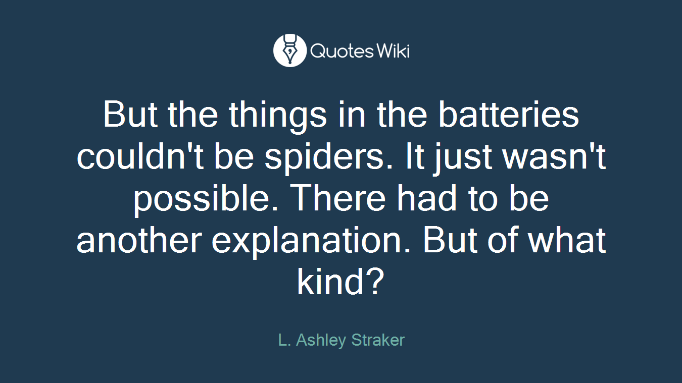 But the things in the batteries couldn't be spiders. It just wasn't possible. There had to be another explanation. But of what kind?