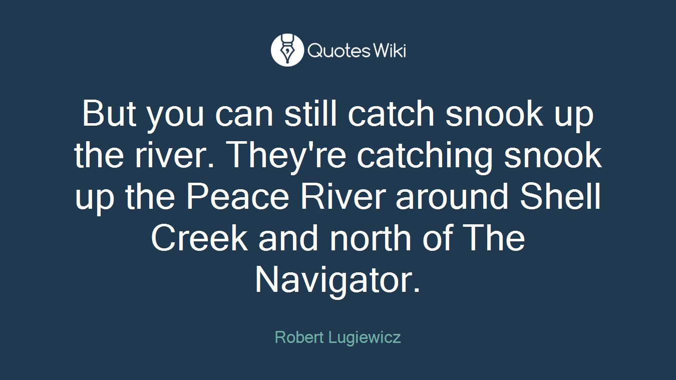 But you can still catch snook up the river. They're catching snook up the Peace River around Shell Creek and north of The Navigator.