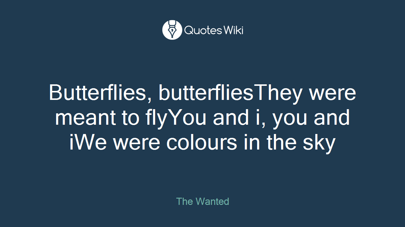 Butterflies, butterfliesThey were meant to flyYou and i, you and iWe were colours in the sky