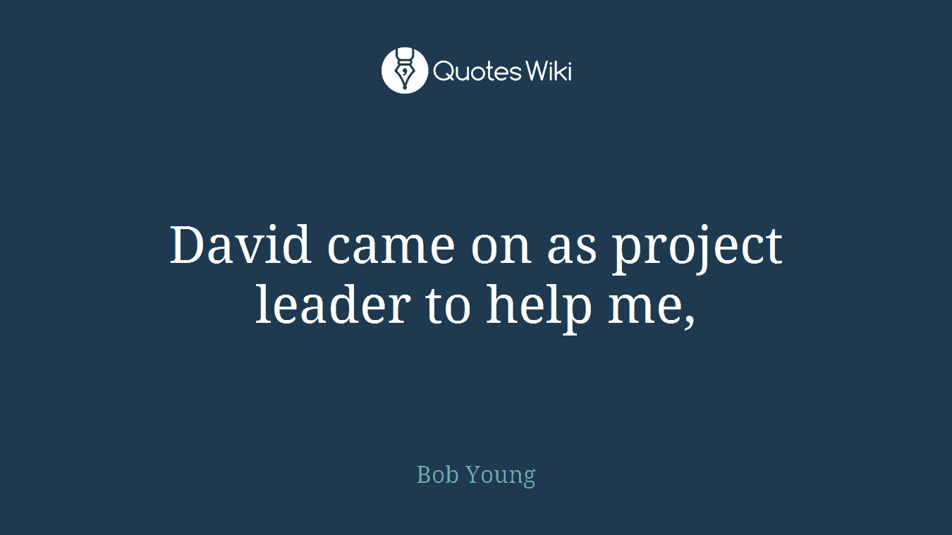David came on as project leader to help me,