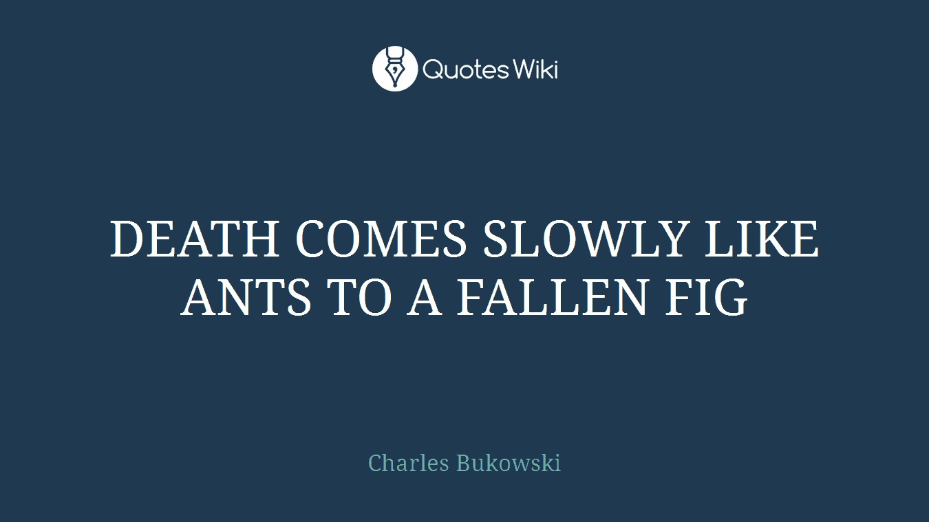 DEATH COMES SLOWLY LIKE ANTS TO A FALLEN FIG