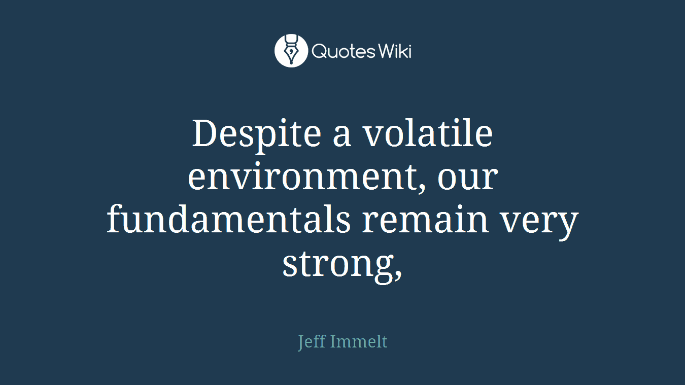Despite a volatile environment, our fundamentals remain very strong,