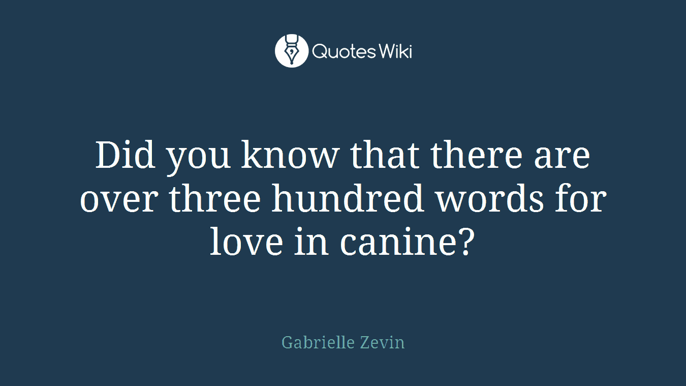 Did you know that there are over three hundred words for love in canine?
