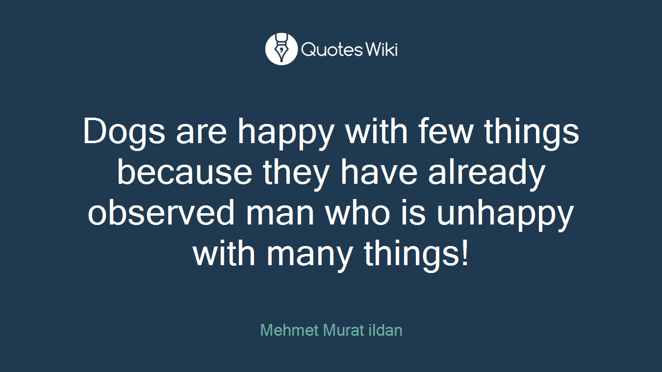 Dogs are happy with few things because they have already observed man who is unhappy with many things!