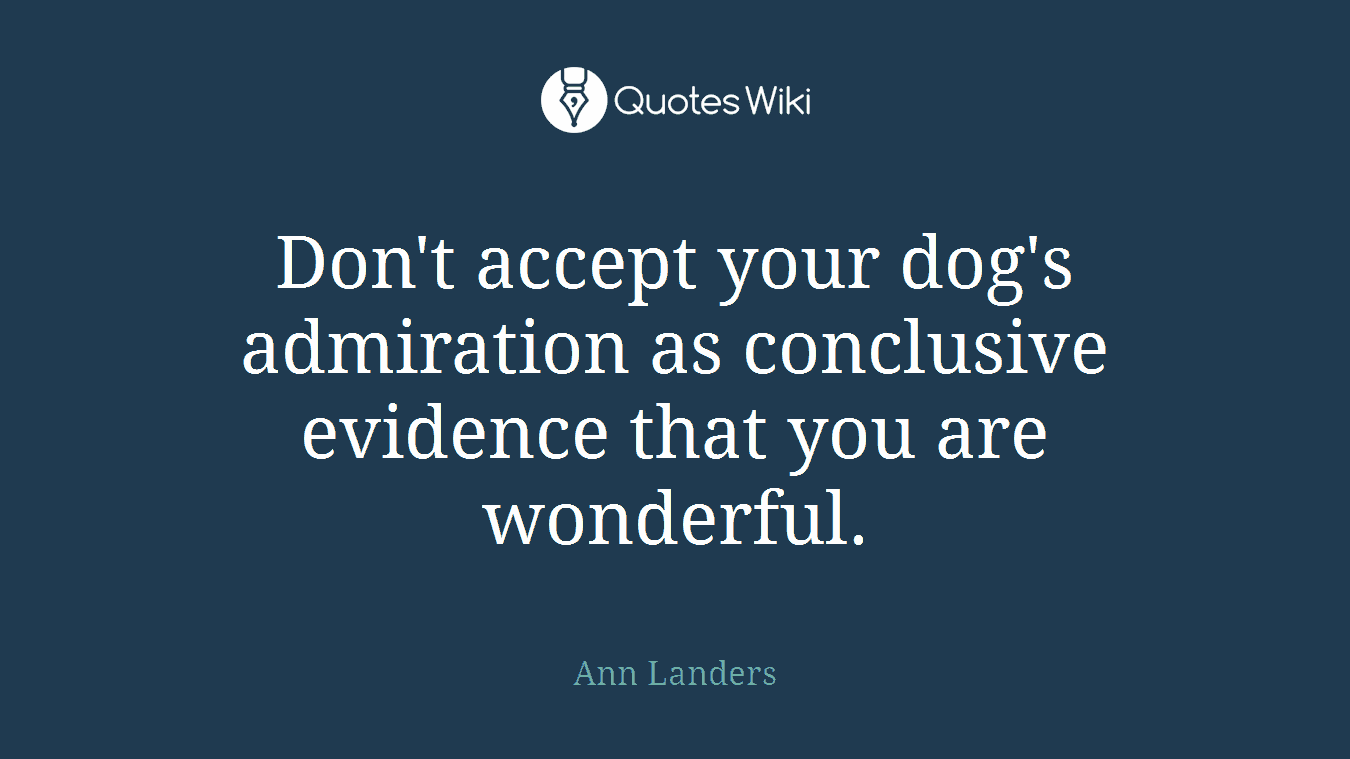 Don't accept your dog's admiration as conclusive evidence that you are wonderful.