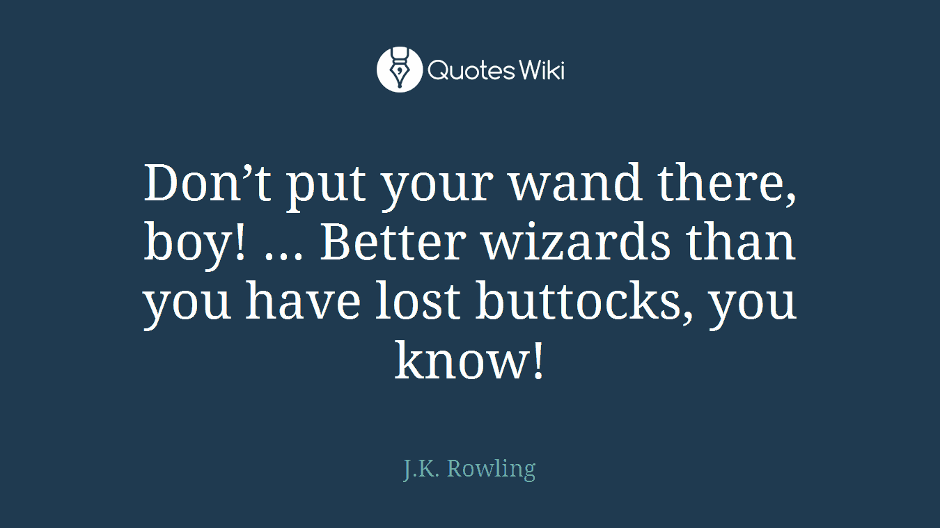 Don’t put your wand there, boy! ... Better wizards than you have lost buttocks, you know!