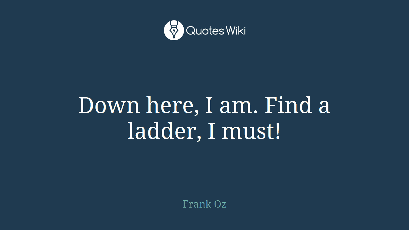 Down here, I am. Find a ladder, I must!