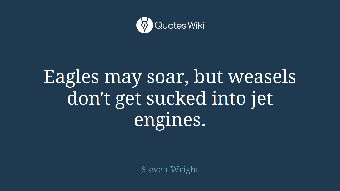 Eagles may soar, but weasels don't get sucked into jet engines.