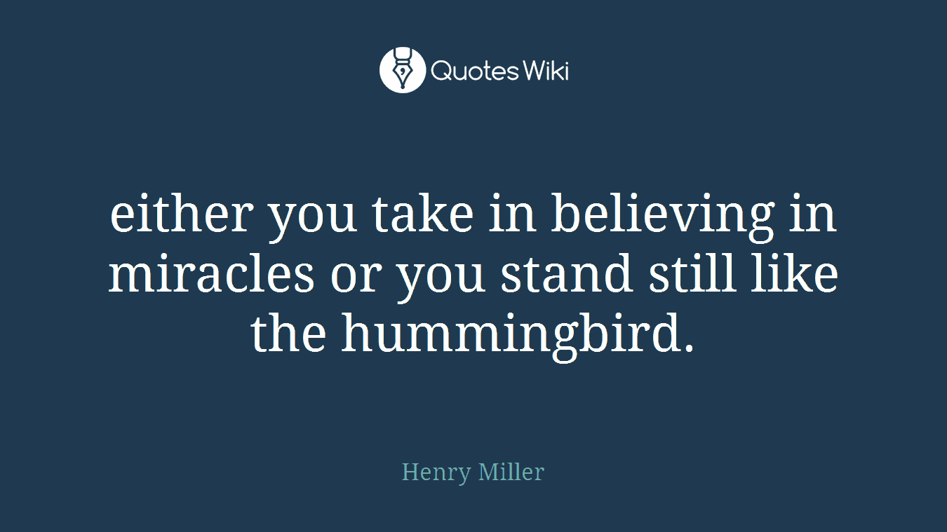 either you take in believing in miracles or you stand still like the hummingbird.