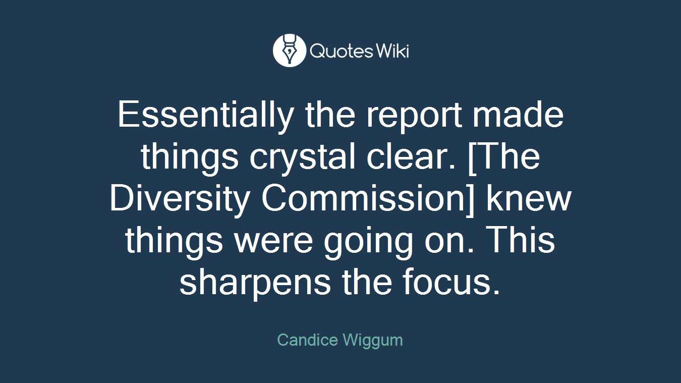 Essentially the report made things crystal clear. [The Diversity Commission] knew things were going on. This sharpens the focus.