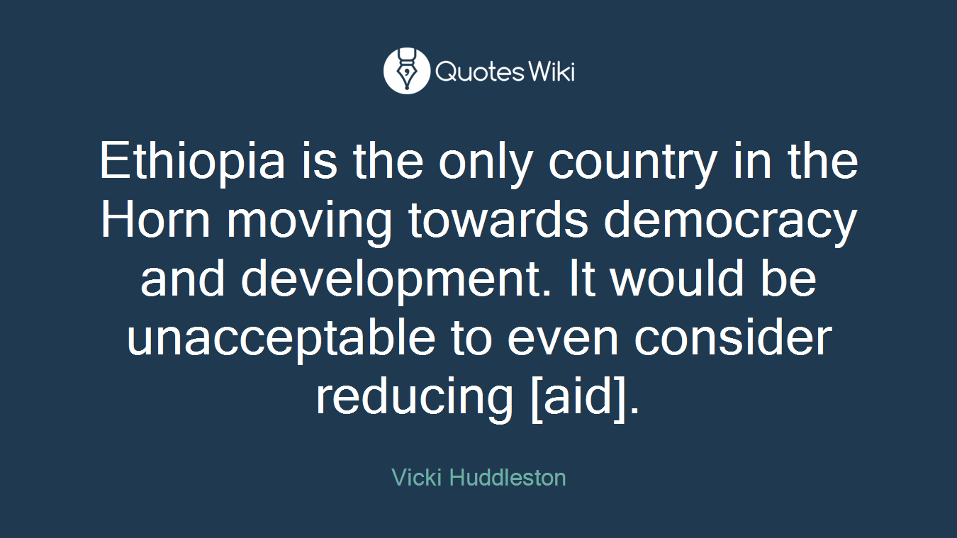 Ethiopia is the only country in the Horn moving towards democracy and development. It would be unacceptable to even consider reducing [aid].