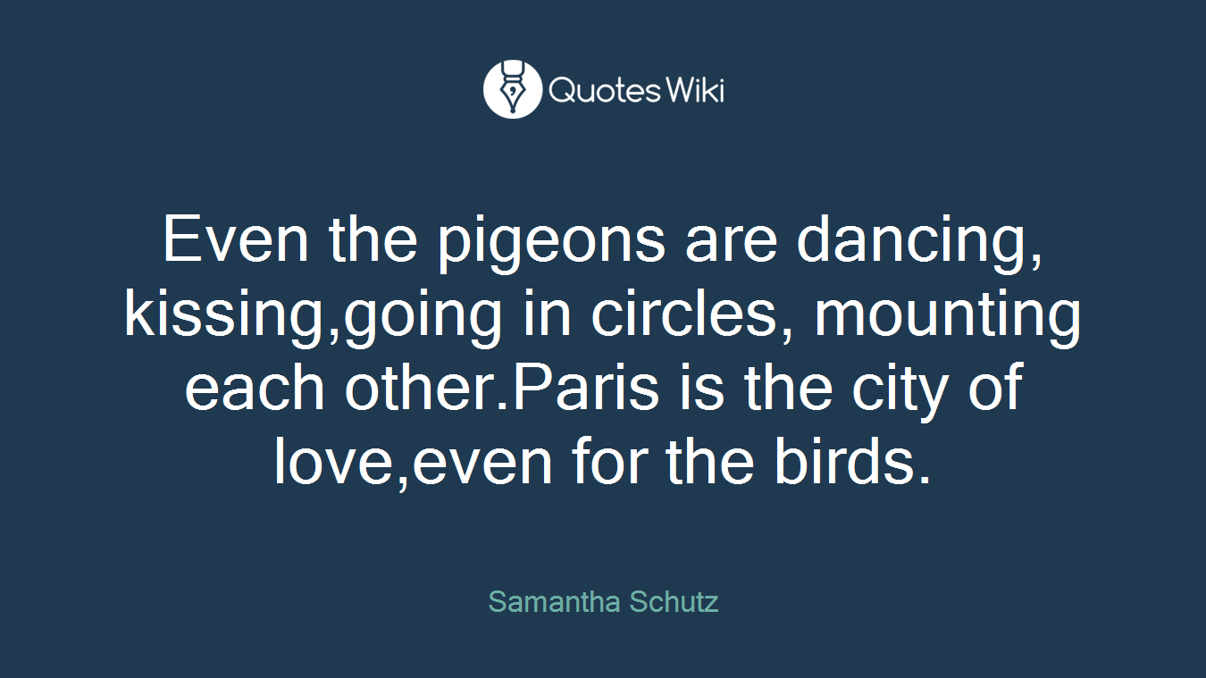 Even the pigeons are dancing, kissing,going in circles, mounting each other.Paris is the city of love,even for the birds.