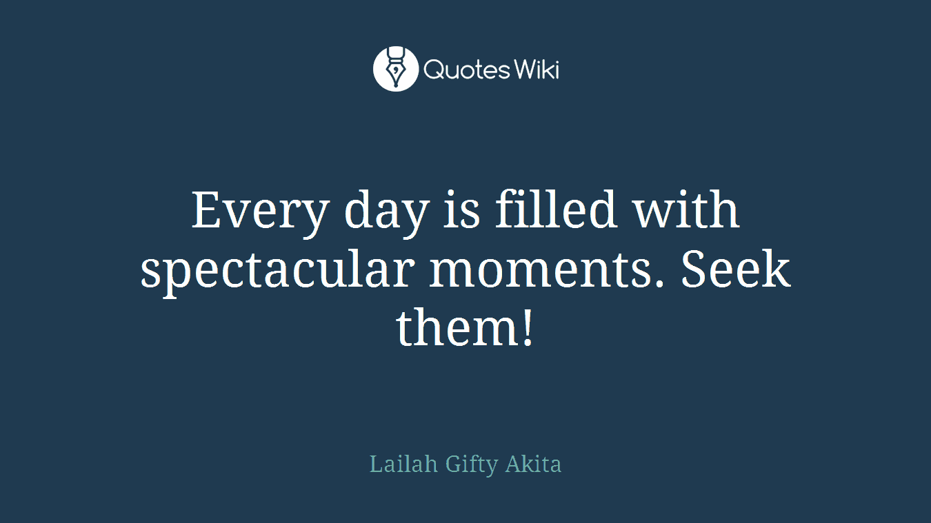 Every day is filled with spectacular moments. Seek them!
