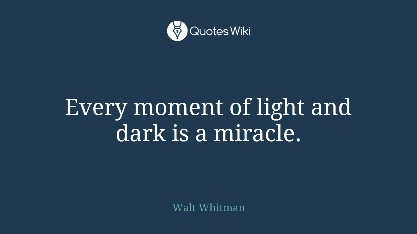 Every moment of light and dark is a miracle.