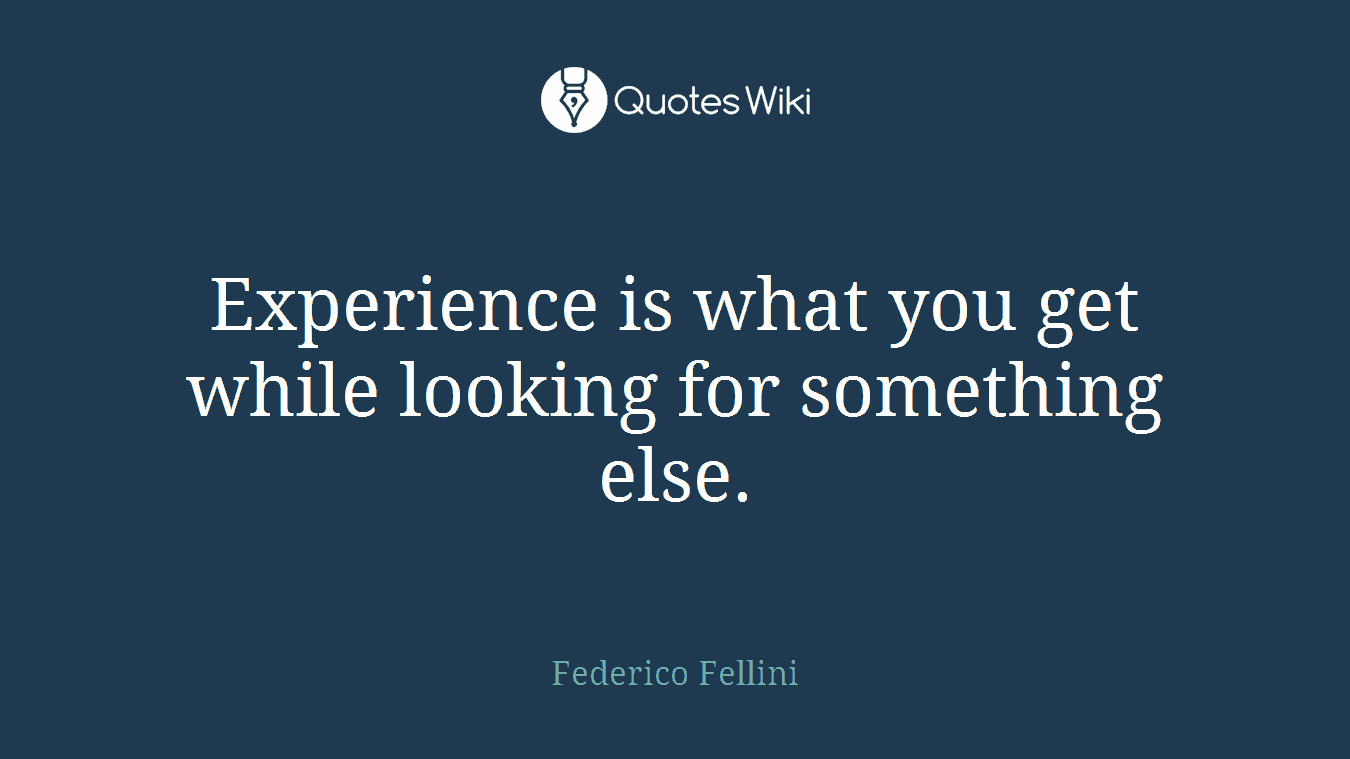 Experience is what you get while looking for something else.