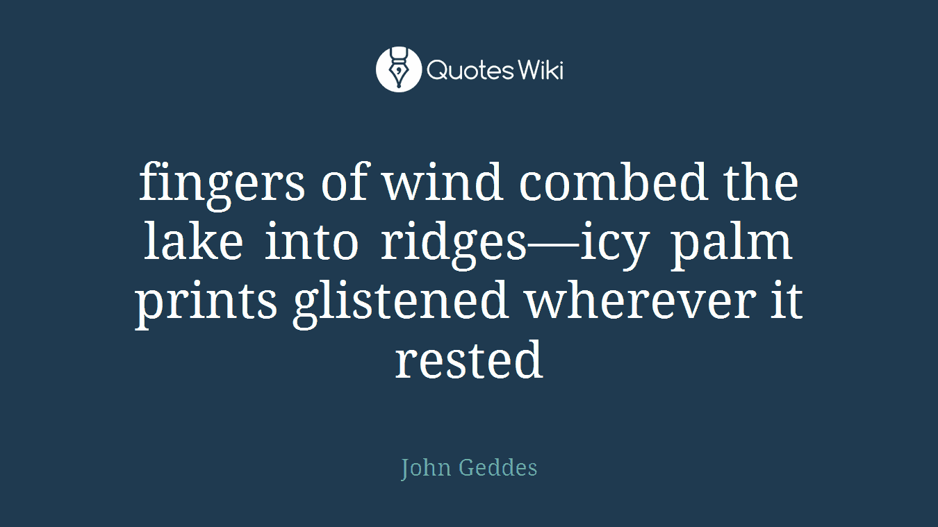 fingers of wind combed the lake into ridges—icy palm prints glistened wherever it rested