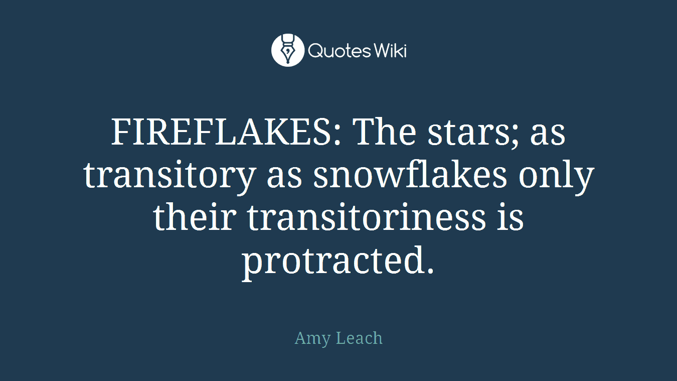 FIREFLAKES: The stars; as transitory as snowflakes only their transitoriness is protracted.