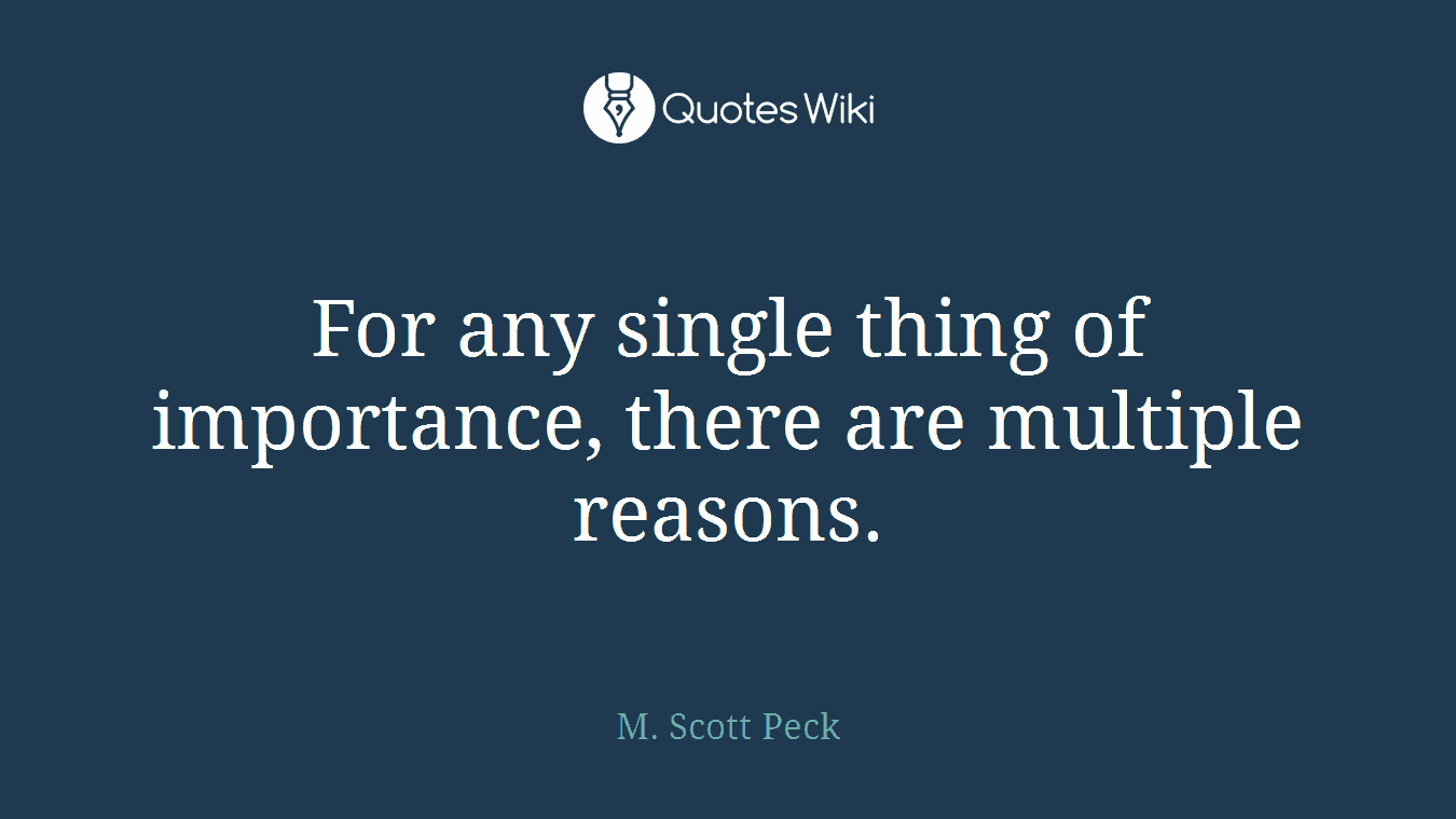 For any single thing of importance, there are multiple reasons.
